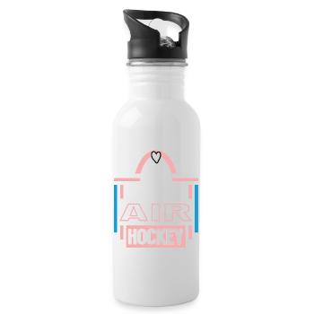 Air Hockey Jubiläum 10 Jahre Airhockey Spielerin - Trinkflasche mit integriertem Trinkhalm - Weiß - Rechts