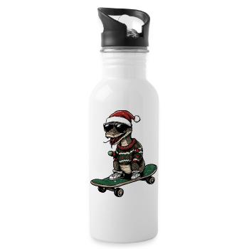 Snake Cobra Christmas Funny - Water bottle with straw - white - Right