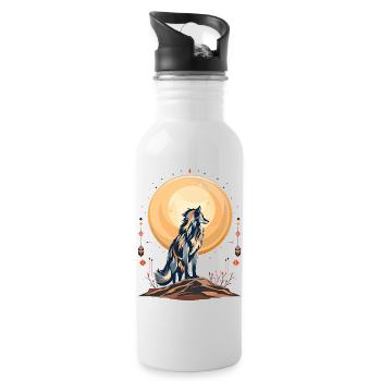 Boho Wolf - Water bottle with straw - white - Right