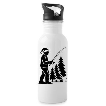 Nuit de Noël en forêt du pêcheur - Gourde avec paille intégrée - blanc - Droite