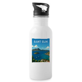 Sant Elm - Mallorca - Trinkflasche mit integriertem Trinkhalm - Weiß - Rechts