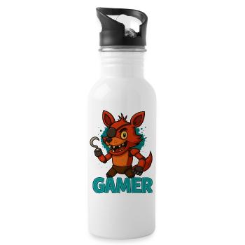 Pirate Fox Gamer - Water bottle with straw - white - Right