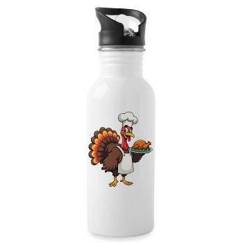 Thanksgiving Truthahn Koch Thanksgiving - Trinkflasche mit integriertem Trinkhalm - Weiß - Rechts