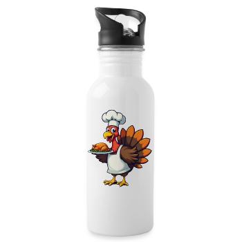 Thanksgiving Truthahn Koch Thanksgiving - Trinkflasche mit integriertem Trinkhalm - Weiß - Rechts