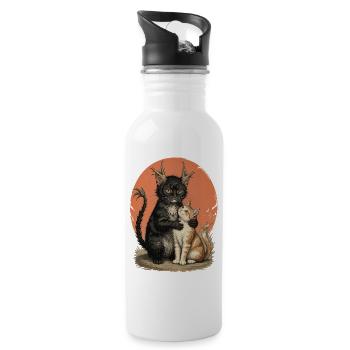 Geweih-Katzengefährten - Trinkflasche mit integriertem Trinkhalm - Weiß - Rechts
