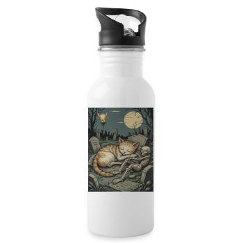 Moonlit Graveyard Kitten - Water bottle with straw - white - Right