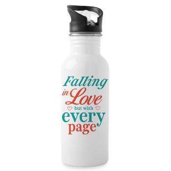 Falling in Love but With Every Page - Water bottle with straw - white - Right
