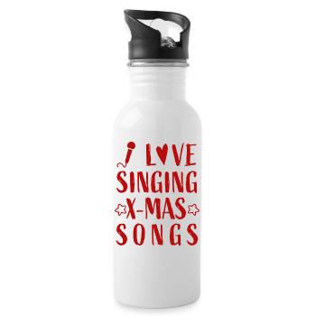 I love singing X-mas Songs - Christmas Advent - Water bottle with straw - white - Right