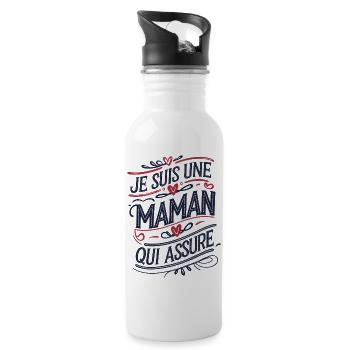 Ich bin eine Mutter, die versichert - Trinkflasche mit integriertem Trinkhalm - Weiß - Rechts