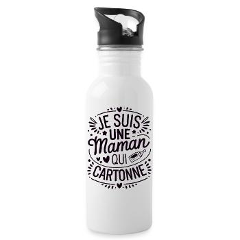 Je suis une Maman qui Cartonne - Gourde avec paille intégrée - blanc - Droite