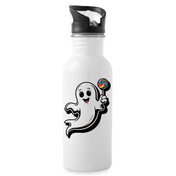 Cheerful spirit with lollipop - Water bottle with straw - white - Right