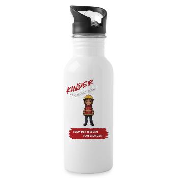 Children's Firefighter Hero Motif - Water bottle with straw - white - Right