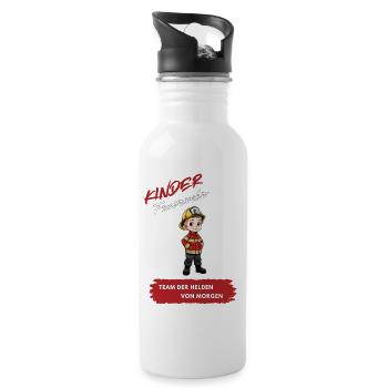 Children's Firefighter Hero Motif Morning Heroes - Water bottle with straw - white - Right