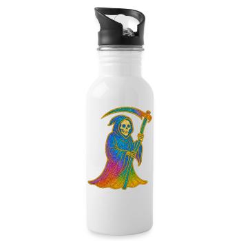 Regenbogen Sensenmann - Trinkflasche mit integriertem Trinkhalm - Weiß - Rechts