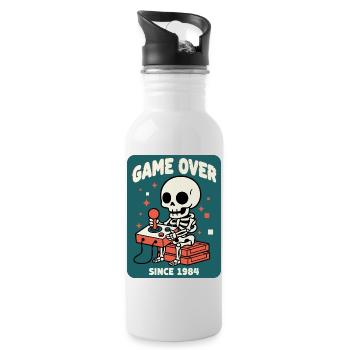 Game Over 1984 Retro Skeleton Arcade - Water bottle with straw - white - Right