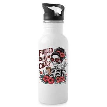 Mother Caffeine Mom Skeleton Coffee - Water bottle with straw - white - Right
