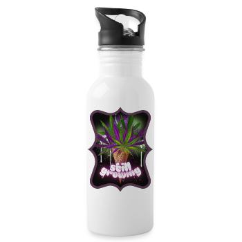 Still Growing Hemp Saying Plant - Water bottle with straw - white - Right