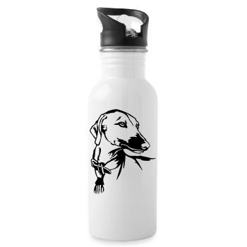 Azawakh Head - Water bottle with straw - white - Right