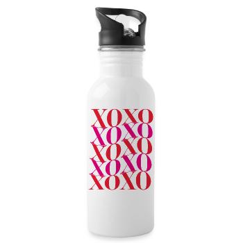 Xoxo. Lots of kisses, big hugs and girl vibes. - Trinkflasche mit integriertem Trinkhalm - Weiß - Rechts