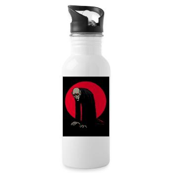 Vampire Nocturne Nosferatu devant la lune rouge - Gourde avec paille intégrée - blanc - Droite