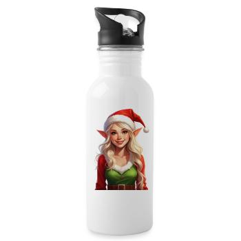 Christmas Elf (Female Christmas Elf) - Water bottle with straw - white - Right