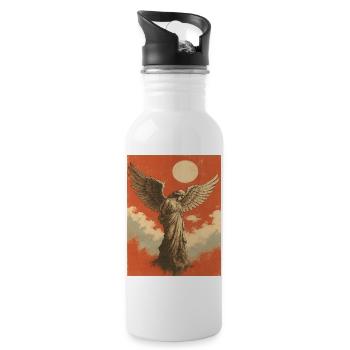 Engel mit Mond - Trinkflasche mit integriertem Trinkhalm - Weiß - Rechts