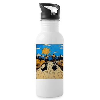 Sonnenweg Zu Zweit - Trinkflasche mit integriertem Trinkhalm - Weiß - Rechts