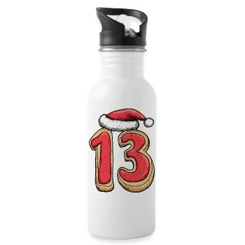 13 Number Biscuit Christmas - Water bottle with straw - white - Right