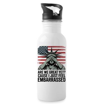 Are We Great Yet? Protest Graphic  - Water bottle with straw - white - Right