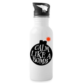 Calm Like Bomb Paradox Ironie Humor Explosiv Witz - Trinkflasche mit integriertem Trinkhalm - Weiß - Rechts
