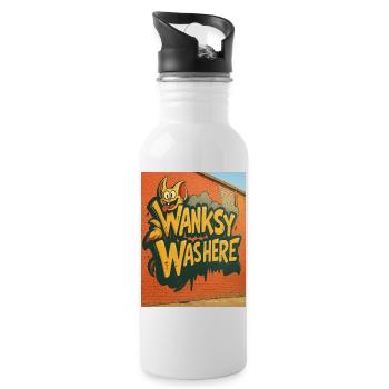 Wanksy Was Here Graffiti - Water bottle with straw - white - Right