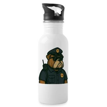 Dessin animé d’officier de police bouledogue - Gourde avec paille intégrée - blanc - Droite