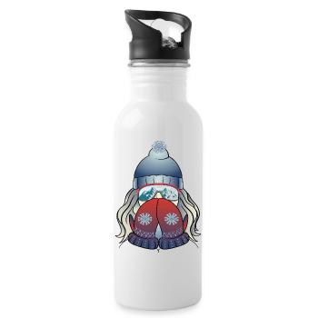 Fille d’hiver avec flocon de neige - Gourde avec paille intégrée - blanc - Droite