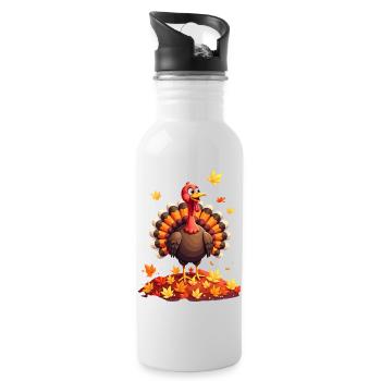 Thanksgiving Drôle Dinde de Thanksgiving - Gourde avec paille intégrée - blanc - Droite