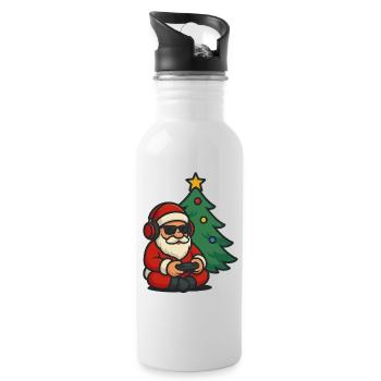 Gamer Père Noël - Gourde avec paille intégrée - blanc - Droite