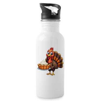 Thanksgiving Lustiger Thanksgiving Truthahn - Trinkflasche mit integriertem Trinkhalm - Weiß - Rechts