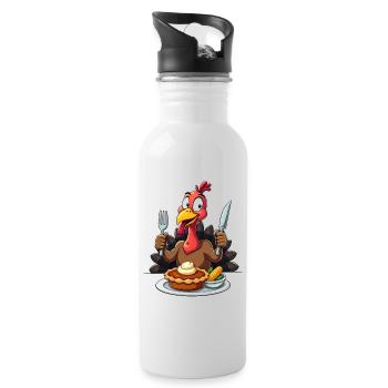 Thanksgiving Drôle Dinde de Thanksgiving - Gourde avec paille intégrée - blanc - Droite