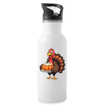 Thanksgiving Lustiger Thanksgiving Truthahn - Trinkflasche mit integriertem Trinkhalm - Weiß - Rechts