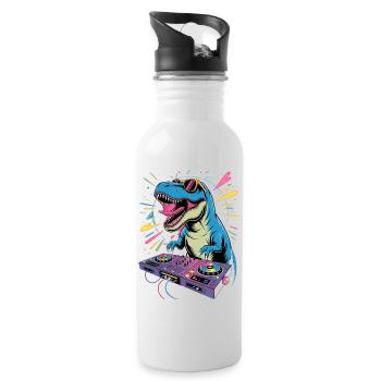 DJ Dinosaur - Water bottle with straw - white - Right