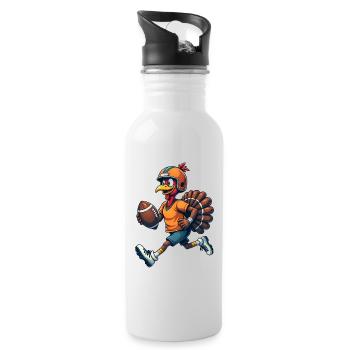 Thanksgiving Football Truthahn - Trinkflasche mit integriertem Trinkhalm - Weiß - Rechts