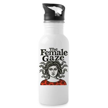 Der weibliche Blick Medusa - Trinkflasche mit integriertem Trinkhalm - Weiß - Rechts