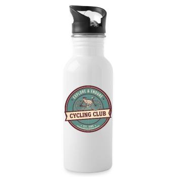 Cycling Club Vintage: Explore & Persevere - Water bottle with straw - white - Right