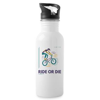 Ride or Die BMX Shirt | Streetwear Design - Water bottle with straw - white - Right
