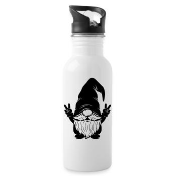 Lustiger Doppel-Peace Wichtel - Trinkflasche mit integriertem Trinkhalm - Weiß - Rechts