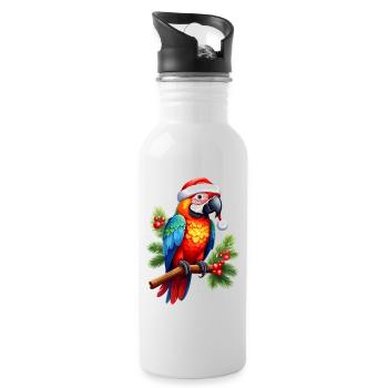 Perroquet coloré pour Noël - Gourde avec paille intégrée - blanc - Droite