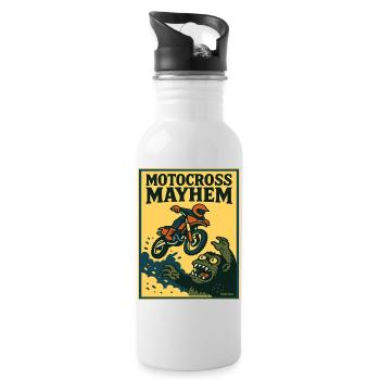 Motocross Mayhem Monster Abenteuer - Trinkflasche mit integriertem Trinkhalm - Weiß - Rechts