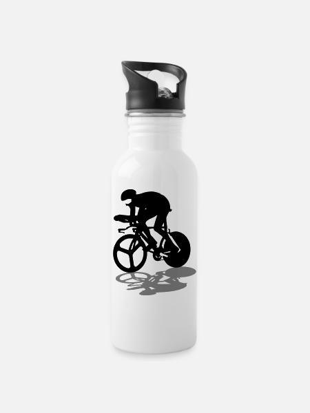 Rennrad - Trinkflasche mit integriertem Trinkhalm - Weiß