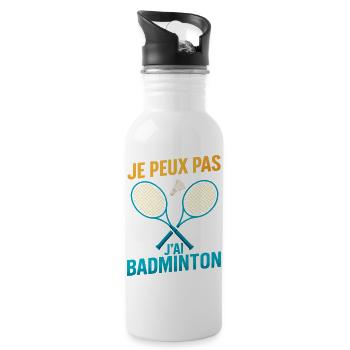 Ich kann nicht Badminton haben - Trinkflasche mit integriertem Trinkhalm - Weiß - Rechts