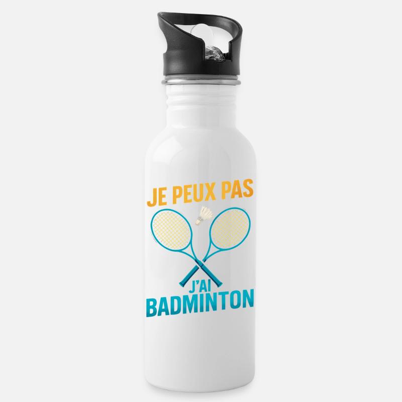 Je peux pas j'ai badminton - Gourde avec paille intégrée - blanc