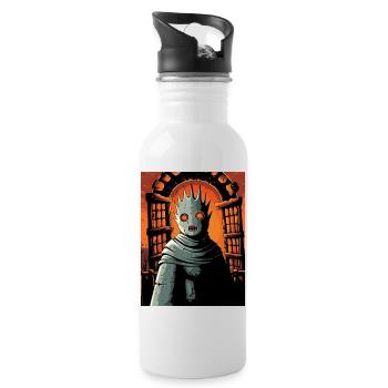 Torwächter im Flammenreich - Trinkflasche mit integriertem Trinkhalm - Weiß - Rechts